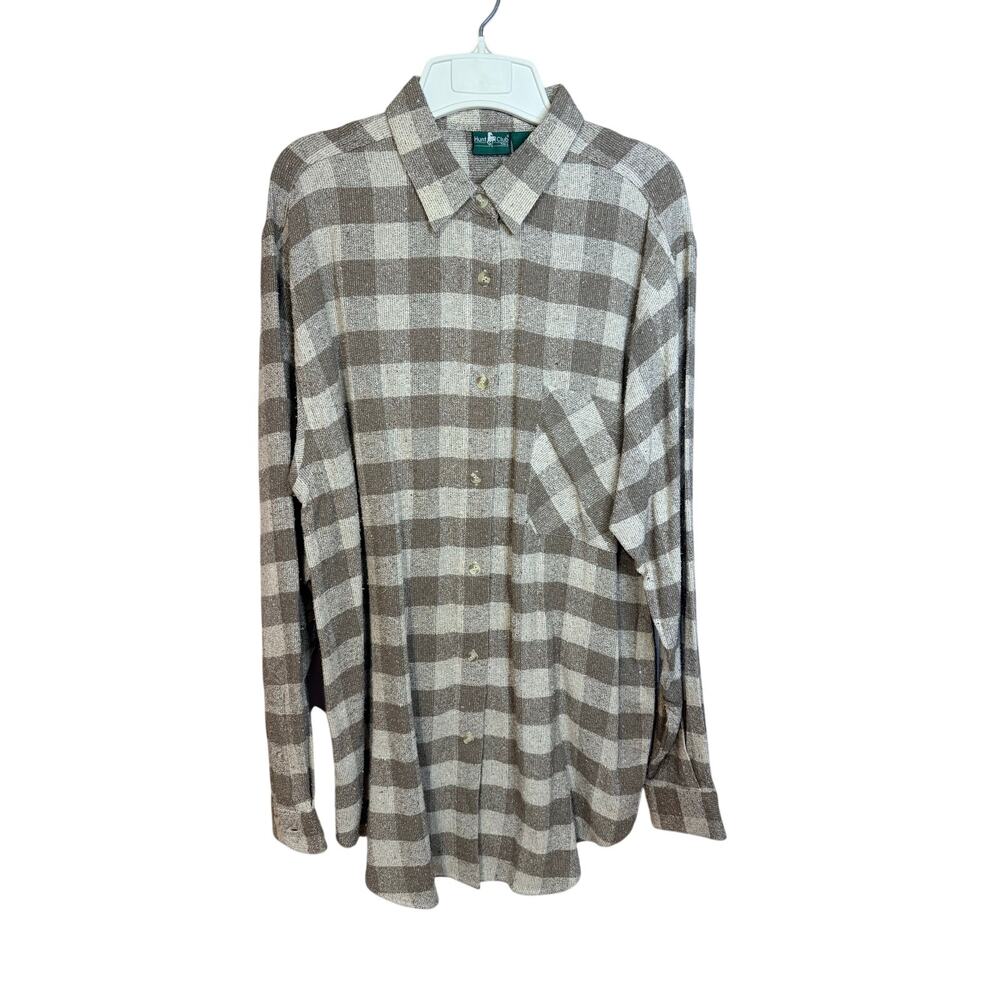 Hunt Club women’s vintage long-sleeve button-up shirt 80% silk size L
